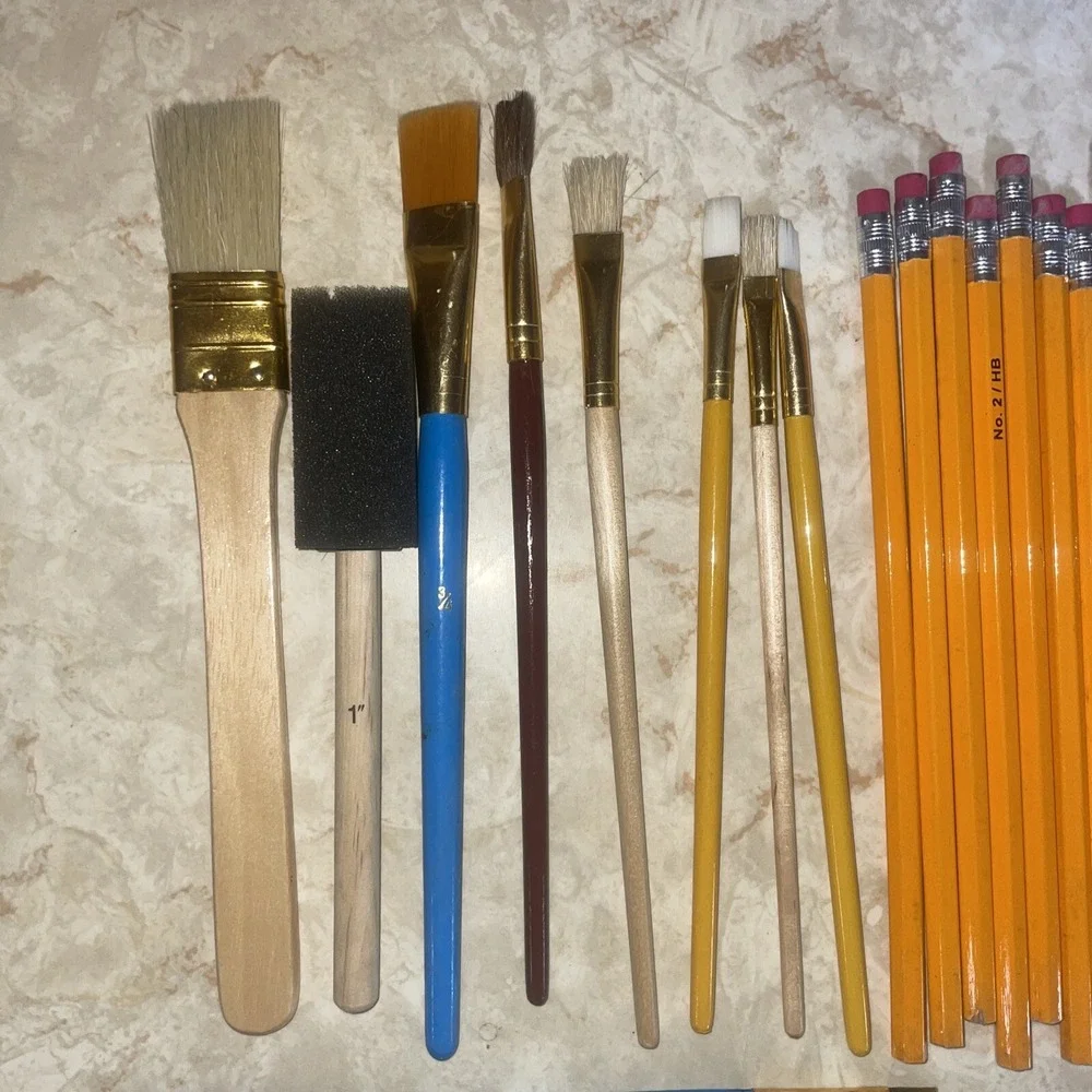 Artist Supplies Paint Brushes No.‎ 2 Pencils Ruler Zippered Pouch